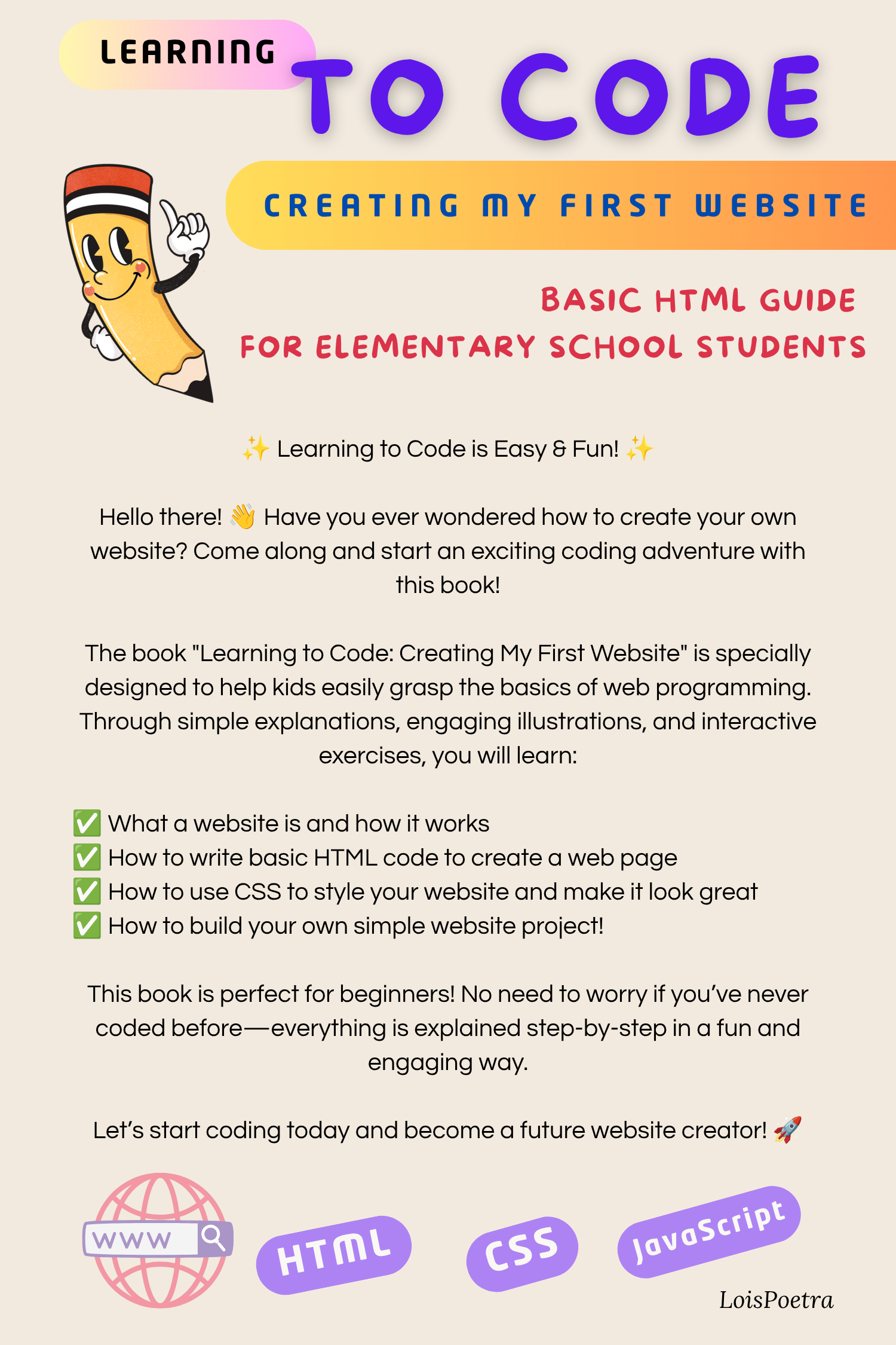 LEARNING CODING: MAKING MY FIRST WEBSITE - Basic HTML Guide for Elementary School